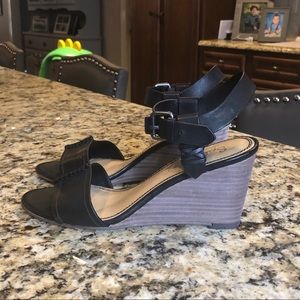 Leather Black & Tan Wedges